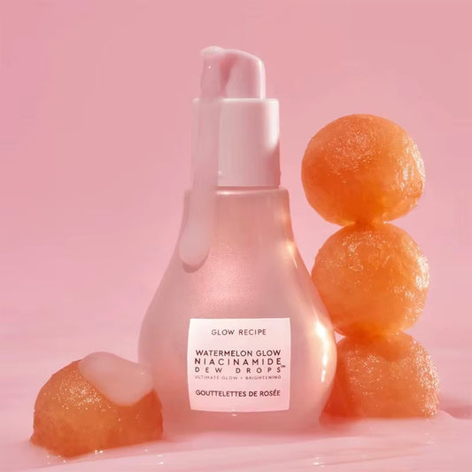 GLOW Watermelon Niacinamide Brightening Essence Light Bulb Design W/ Hyaluronic Acid Vitamin E Lightweight Hydrating Face Makeup